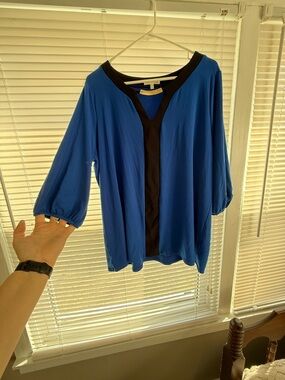 Faith and Joy Royal Blue Top with Black V-Panel
